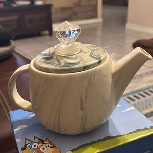 World Market Marbled Ceramic Teapot with Crystal Knob